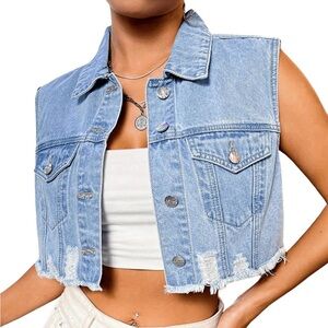 Cropped Denim Vest NWOT